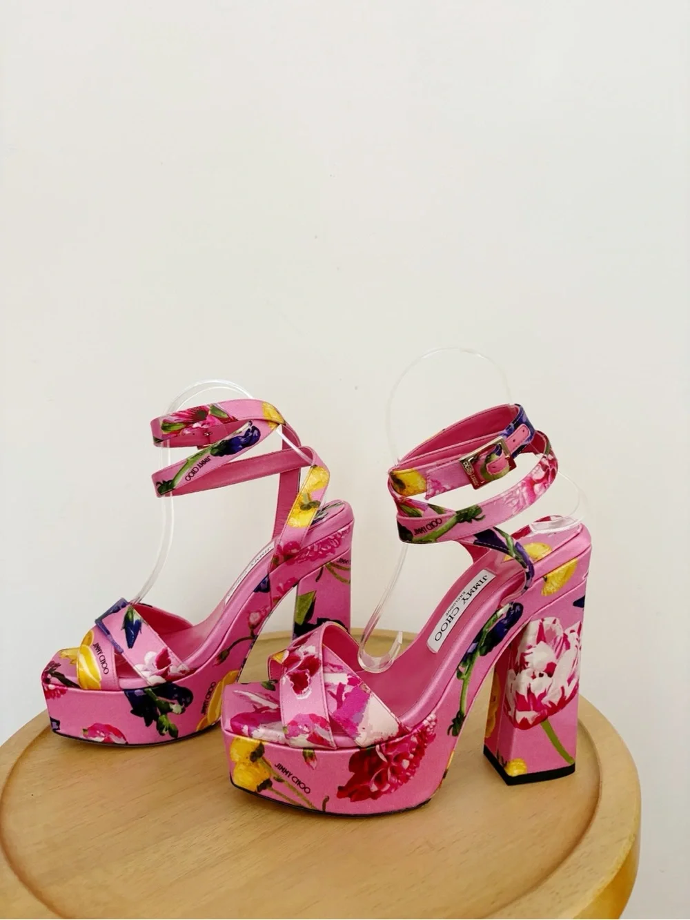 New Jimmy Choo Floral Gaia 140 Platform Heels